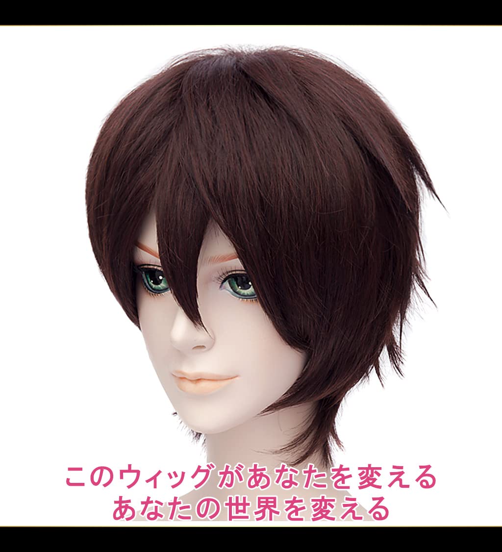 日本の伝統的ウィッグ　かつら　ダークブラウン　ハードケース付き Amazon | CaseEden コスプレ ウィッグ ショート 30cm 耐熱